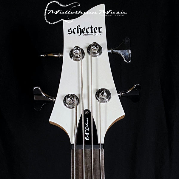Schecter C-4 Deluxe Bass Guitar - 4-String Active Bass - Satin White Finish