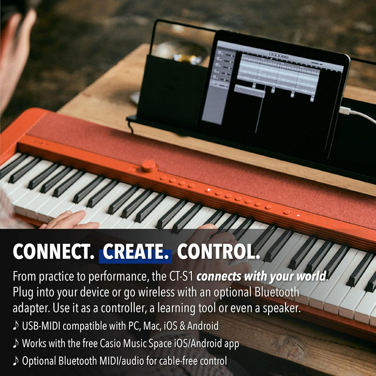 Casio - CT-S1 61-Key Portable Keyboard - White Finish