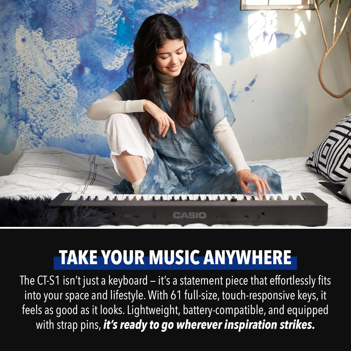 Casio - CT-S1 61-Key Portable Keyboard - White Finish