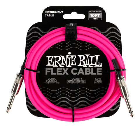 Ernie Ball Flex Instrument Cable Straight/Straight 10Ft. - Pink Finish