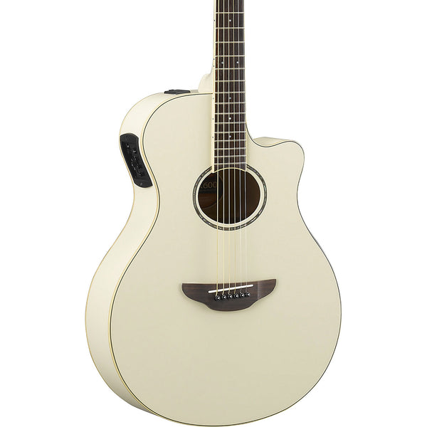 Yamaha APX600 Thin-Line Cutaway - Acoustic/Electric Guitar - Vintage White Gloss Finish