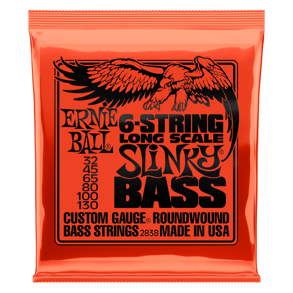 Ernie Ball - 2838 Slinky Nickel Wound Electric Bass Guitar Strings - .032 - .130 - Long Scale 6-String