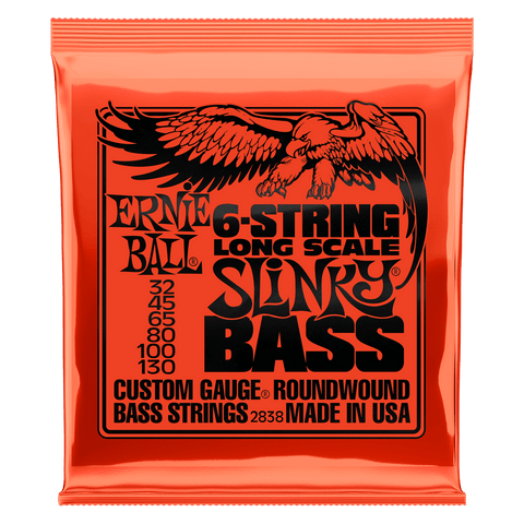 Ernie Ball - 2838 Slinky Nickel Wound Electric Bass Guitar Strings - .032 - .130 - Long Scale 6-String