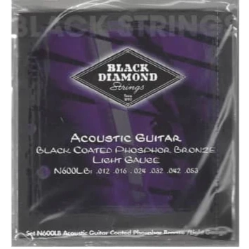 Black Diamond Strings - Black Coated Phosphor Bronze Acoustic Guitar Strings - Light-Light .011-.052 (N600LLB)