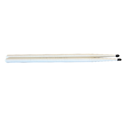 Hot Sticks - White Finish - Solid Hickory USA (Choose 5B, 2B, 7A) w/Nylon Tip (1 Pair)