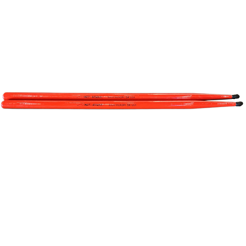 Hot Sticks - Red Finish - Solid Hickory USA (Choose 5A, 7A, ROCK) w/Nylon Tip (1 Pair)