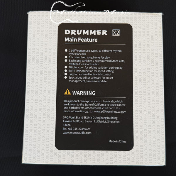 Mooer Drummer X2 - Drum Effect Pedal w/Power Supply & USB Cables USED