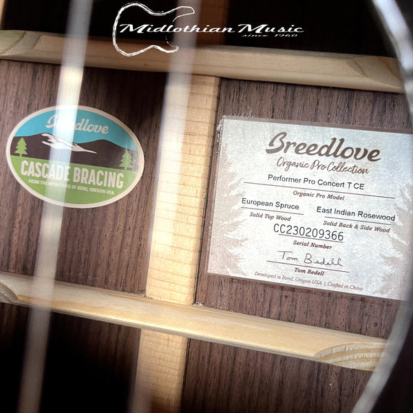 Breedlove Performer Pro Concert T CE - Acoustic Electric Guitar - Tobacco Burst Gloss Finish w/Case