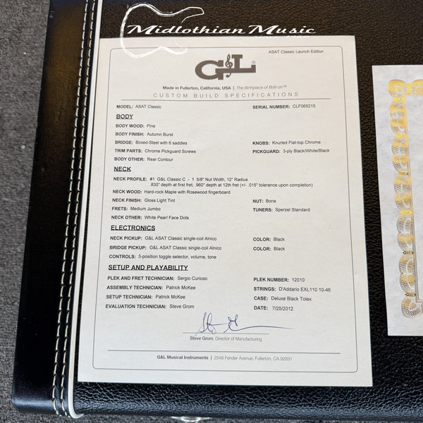 G&L ASAT Classic USA - Launch Edition - 6-String Electric Guitar - Autumn Burst Finish w/Case USED