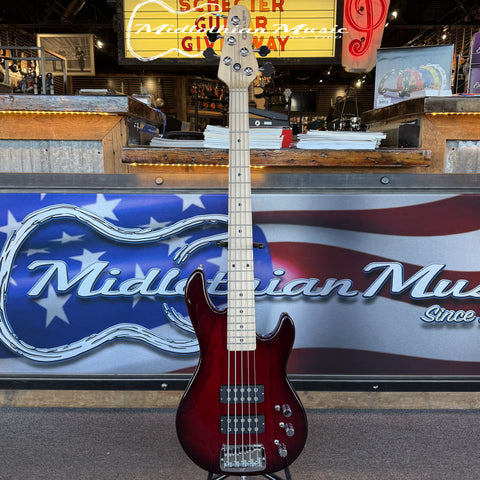 G&L Tribute L-2500 - 5-String Active Bass Guitar - Red Burst Finish