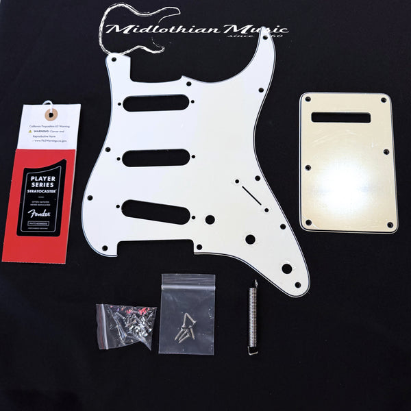 Fender Stratocaster Pickguard Set, Back Plate, Screws - White & Off-White Finish USED
