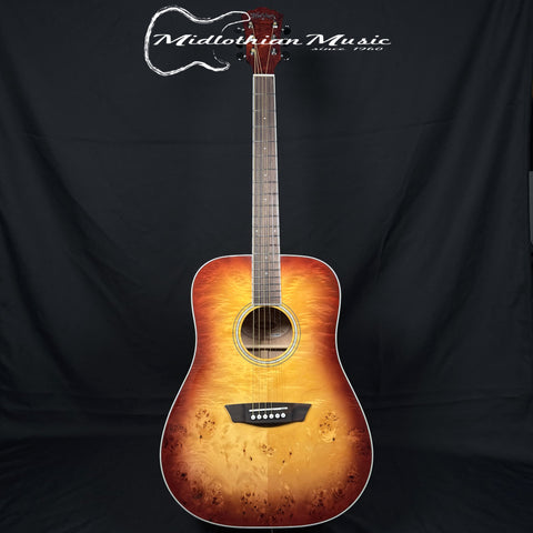 Washburn - Deep Forest Burl - 6-String Dreadnought Acoustic Guitar - Amber Fade Gloss