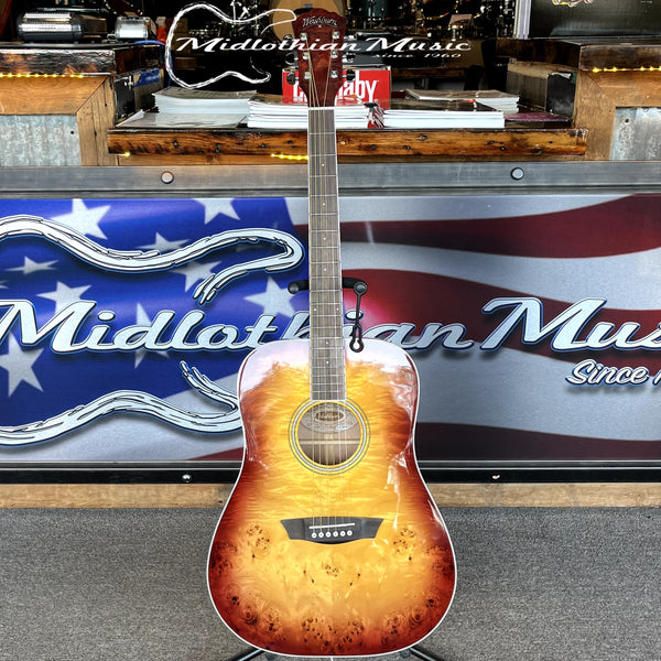 Washburn - Deep Forest Burl - 6-String Dreadnought Acoustic Guitar - Amber Fade Gloss