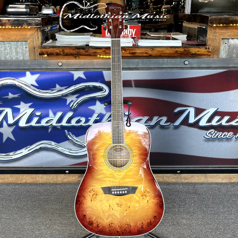 Washburn - Deep Forest Burl - 6-String Dreadnought Acoustic Guitar - Amber Fade Gloss