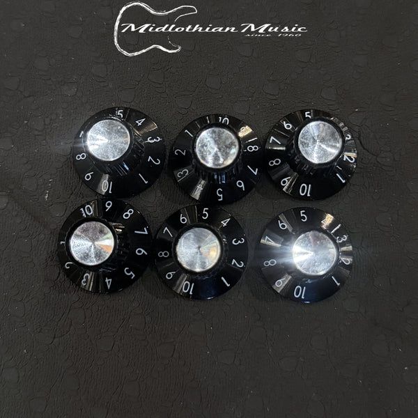 Fender Style Amplifier Knobs - Silver/Black (Set Of 6)