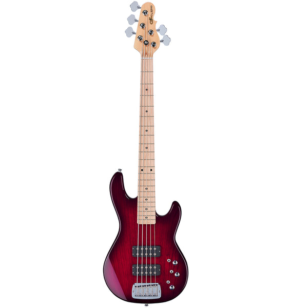 G&L Tribute L-2500 - 5-String Active Bass Guitar - Red Burst Finish