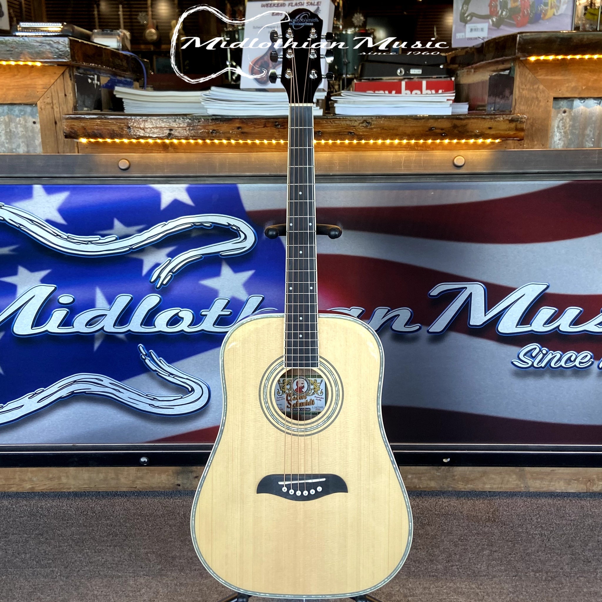 Oscar Schmidt - OG1-A 3/4 Size - Dreadnought Acoustic Guitar - Natural Gloss