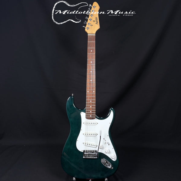 Austin - Strat Style 6-String Electric Guitar - Green Gloss Finish USED
