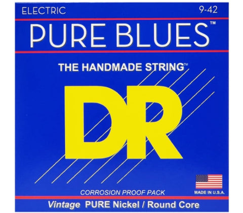DR Strings - Pure Blues - Vintage Pure Nickel Wrap - Round Core - 9-42 (1 Pack)