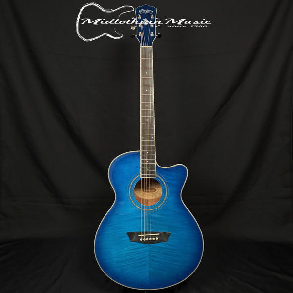 Washburn Festival EA15 Acoustic-Electric Guitar - Transparent Blue Gloss Finish