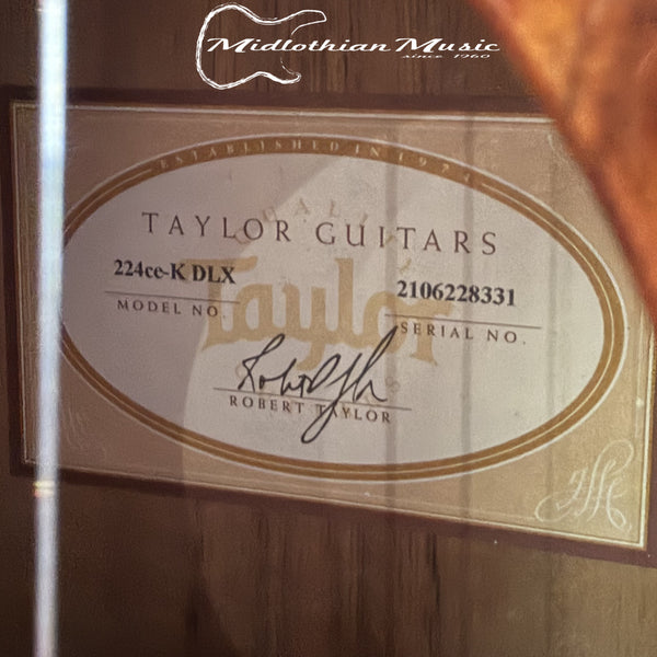 Taylor - 2018 224ce-K DLX - Hawaiian Koa - Acoustic/Electric Guitar - w/Case USED