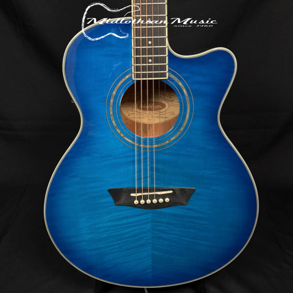 Washburn Festival EA15 Acoustic-Electric Guitar - Transparent Blue Gloss Finish