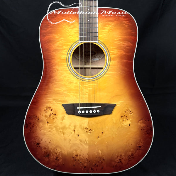 Washburn - Deep Forest Burl - 6-String Dreadnought Acoustic Guitar - Amber Fade Gloss