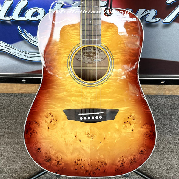 Washburn - Deep Forest Burl - 6-String Dreadnought Acoustic Guitar - Amber Fade Gloss
