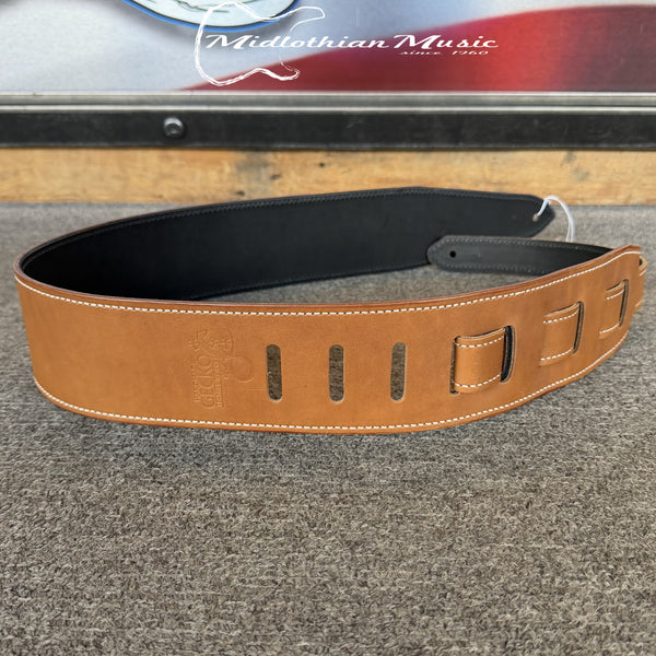 Gecko Leather Works - Handmade Leather Guitar Strap - Brown & Rose Flowers Finish
