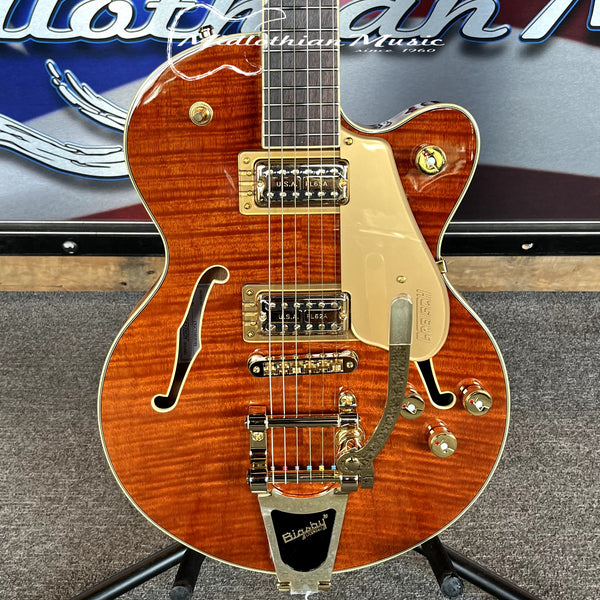 Gretsch - Electromatic LTD Flame Okoume Broadkaster Jr. - Single-Cut w/Bigsby - Roundup Orange Stain Finish