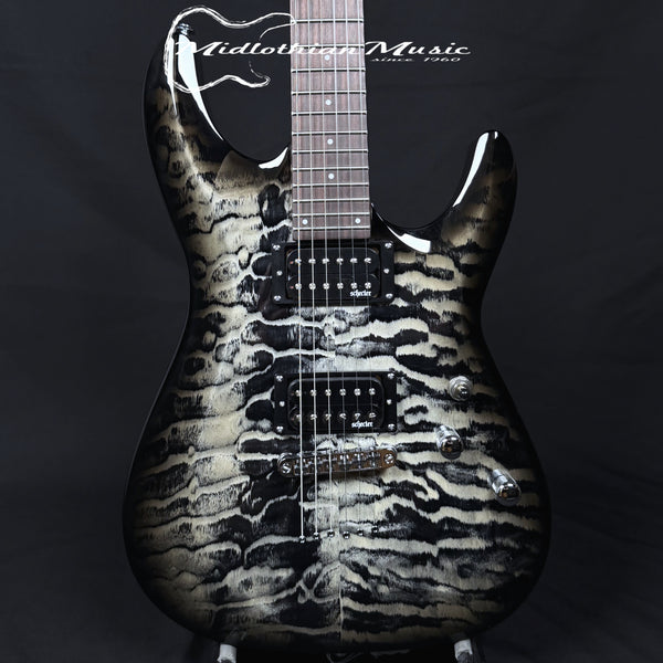 Schecter - C-6 Plus Electric Guitar - Charcoal Burst Finish - Unique Stunning Pattern!