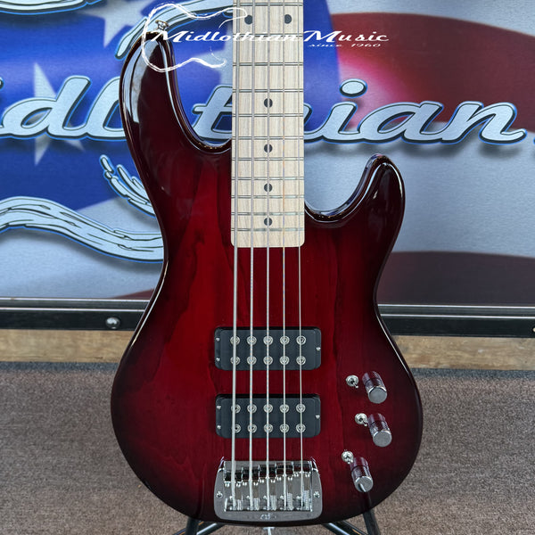 G&L Tribute L-2500 - 5-String Active Bass Guitar - Red Burst Finish