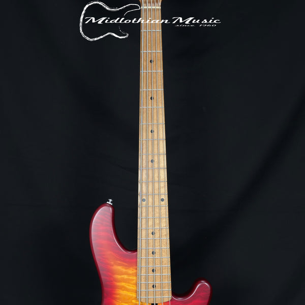 Lakland Skyline 55-02 Deluxe 5-String Bass - Quilted Satin Cherry Sunburst (210911284)