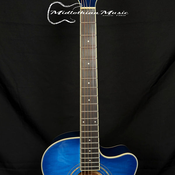 Washburn Festival EA15 Acoustic-Electric Guitar - Transparent Blue Gloss Finish