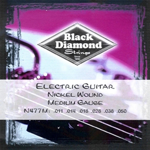 Black Diamond Strings - Electric Guitar - Black Coated Nickel Wound - Medium Gauge Guitar Strings (N477MB .011-.050)
