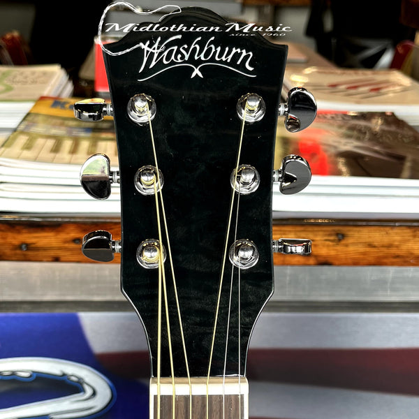 Washburn - Deep Forest Burl - 6-String Dreadnought Acoustic Guitar - Black Fade Gloss