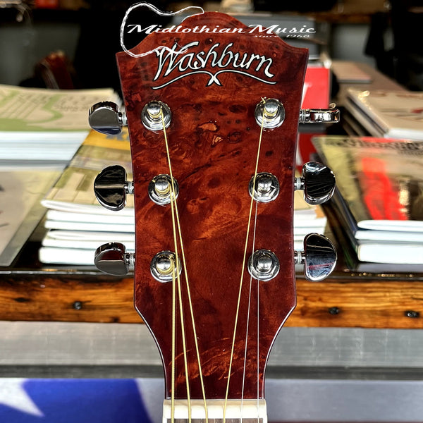 Washburn - Deep Forest Burl - 6-String Dreadnought Acoustic Guitar - Amber Fade Gloss