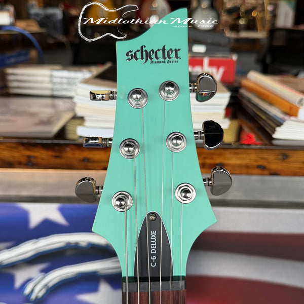 Schecter C-6 Deluxe - 6-String Electric Guitar - Satin Aqua Finish USED