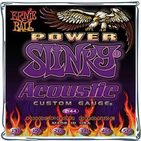 Ernie Ball Power Slinky Acoustic Custom Gauge (2144) Phosphor Bronze 13-56 Guitar Strings