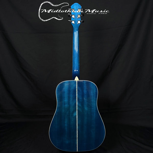 Oscar Schmidt - OG1TBL-A 3/4 Size - Dreadnought Acoustic Guitar - Transparent Blue Gloss Finish