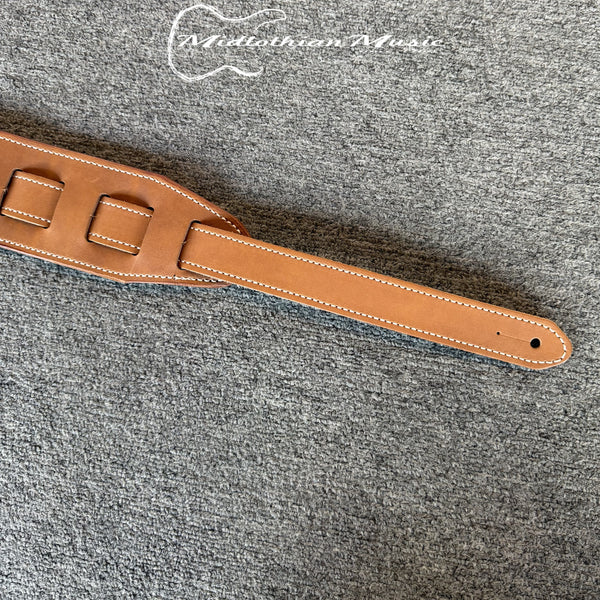 Gecko Leather Works - Handmade Leather Guitar Strap - Brown & Rose Flowers Finish