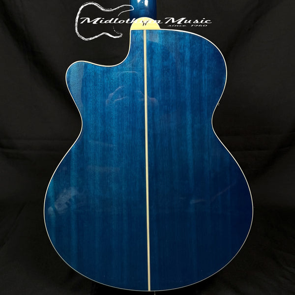 Washburn Festival EA15 Acoustic-Electric Guitar - Transparent Blue Gloss Finish