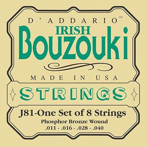 D'Addario Irish Bouzouki Strings - J81 One Set Of 8-Strings - .011-.040