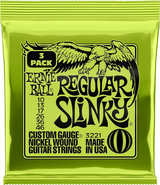 Ernie Ball - Regular Slinky - Nickel Wound Electric Guitar Strings 3-PACK! - 10-46 Gauge (3221)