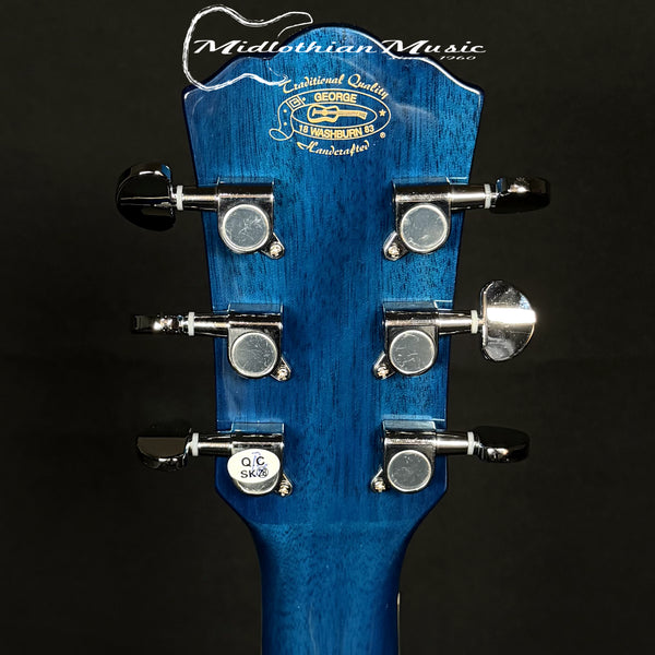 Washburn Festival EA15 Acoustic-Electric Guitar - Transparent Blue Gloss Finish