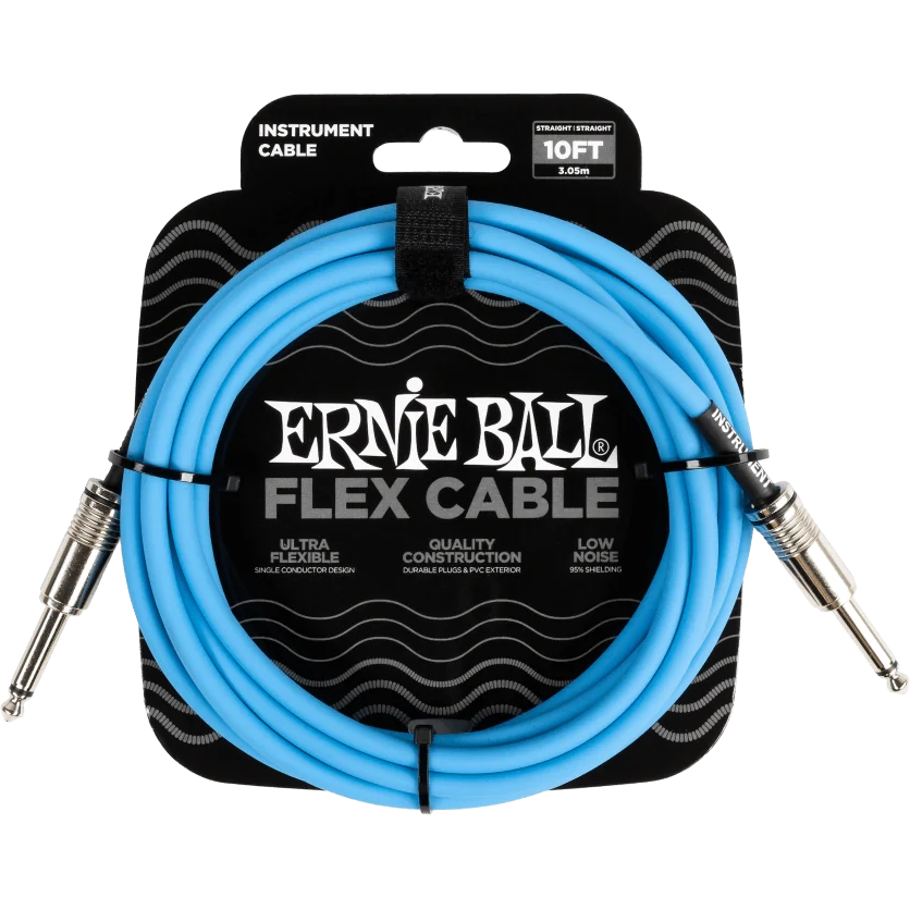 Ernie Ball Flex Instrument Cable Straight/Straight 10Ft. - Blue Finish