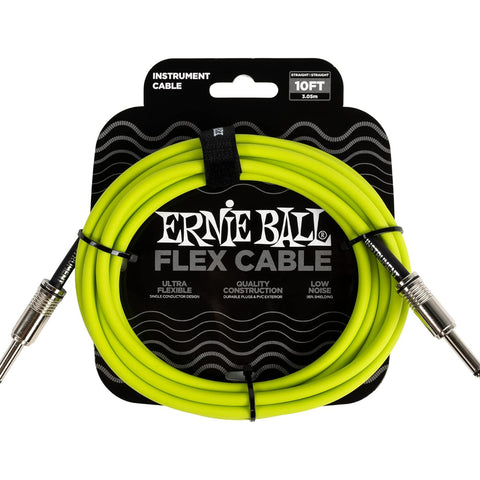 Ernie Ball Flex Instrument Cable Straight/Straight 10Ft. - Green Finish