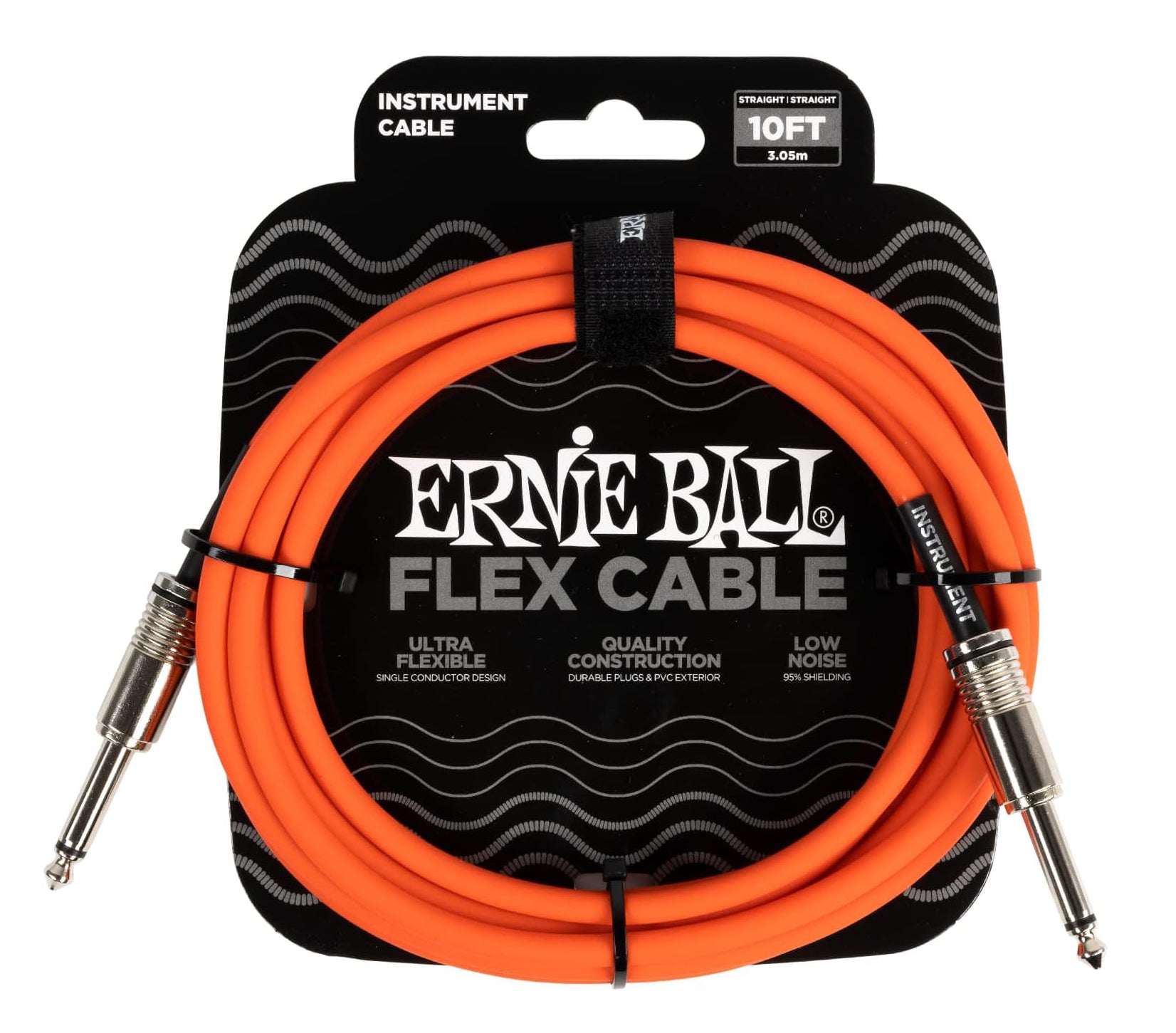 Ernie Ball Flex Instrument Cable Straight/Straight 10Ft. - Orange Finish