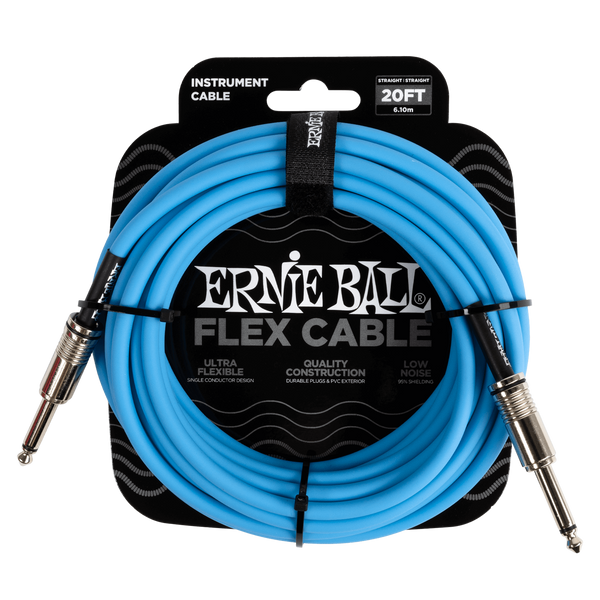 Ernie Ball Flex Instrument Cable Straight/Straight 20Ft. - Blue Finish