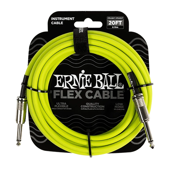 Ernie Ball Flex Instrument Cable Straight/Straight 20Ft. - Green Finish